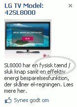 Tænd/sluk-knap reklame på Facebook